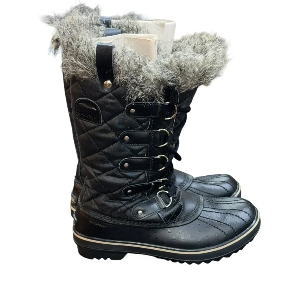 Women's Sorel Tofino II Faux‎ Fur Lined Waterproof Boot Black Size 7.5 Winter